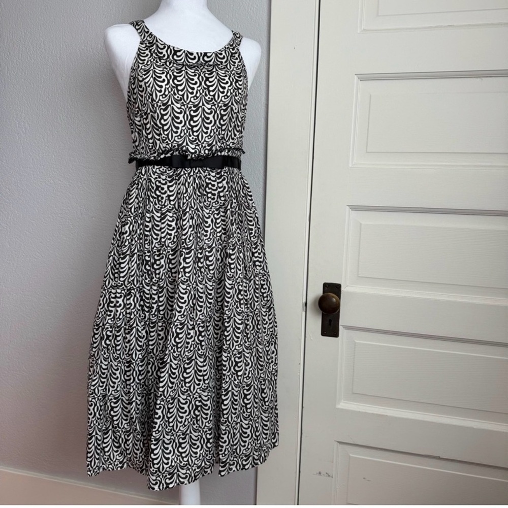 Roadkill Ranch Retro Black White Cotton Fit & Flare Midi Dress S - Picture 4 of 13